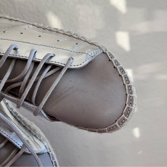 Manuela De Juan Girls European 33 Silver Metallic Lace Up Espadrille’s - Picture 8 of 10
